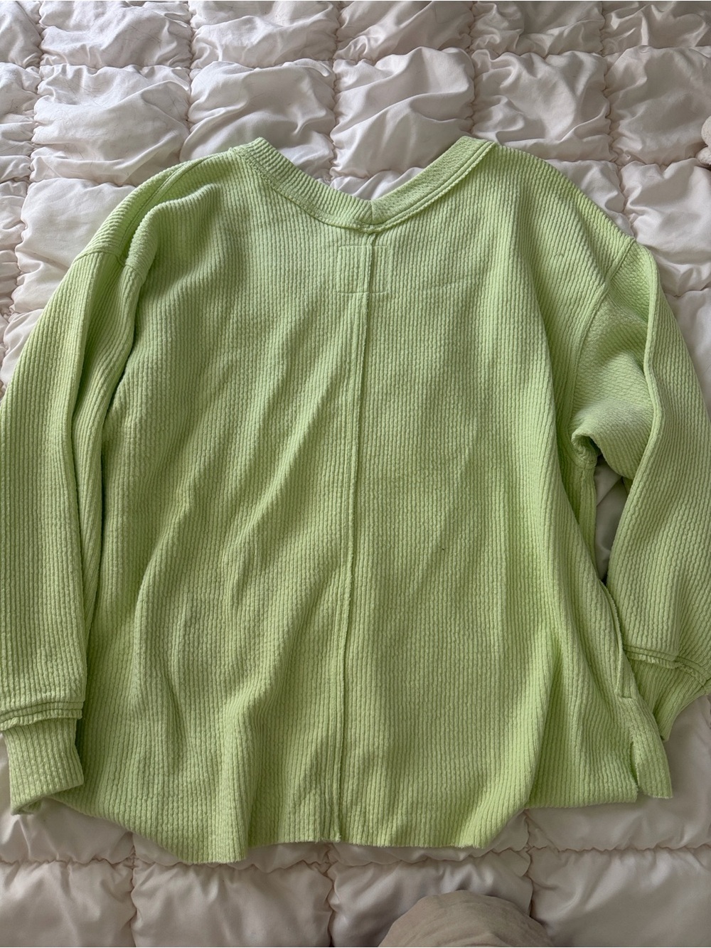 aerie Pale Green Crewneck Thermal Pullover Sweater